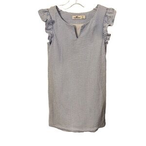 Vineyard Vines Girl's Dress Blue & White Seersucker Flutter Sleeve Lined Size 6